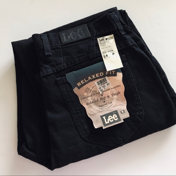 Lee Jeans Relaxed Fit Tapered Leg Black Jeans 14P - Picture 1 of 5